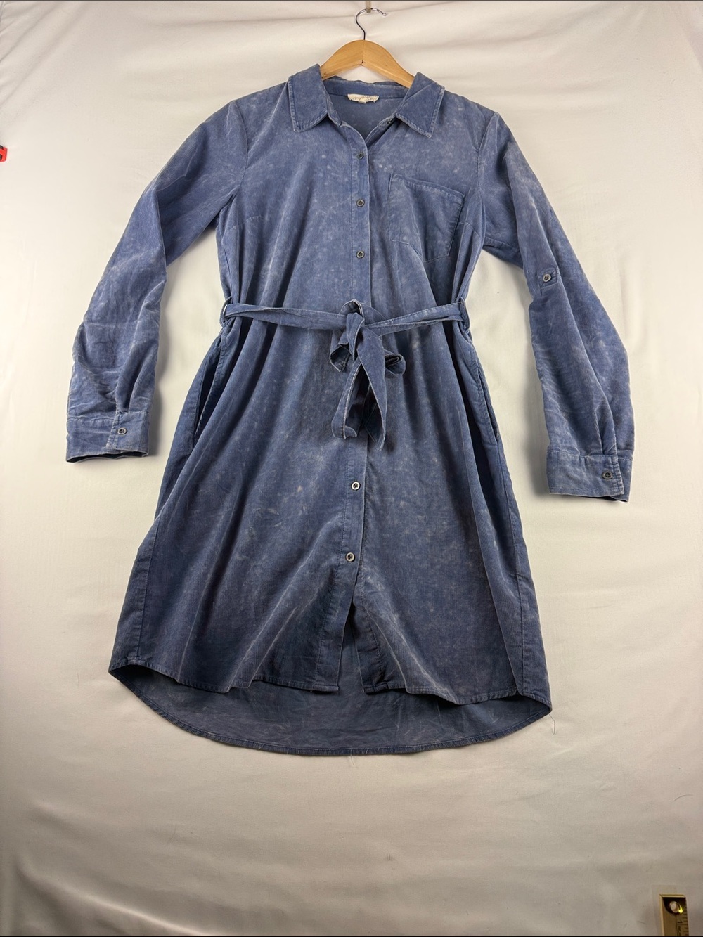 Mystree Dark Mauve Shirt Dress Women's Small Belted 100% Cotton Button Front